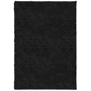 Shaggy Rug PAMPLONA High Pile Modern Black 160x230 cm