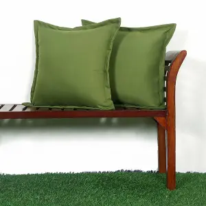 Homescapes Green Plain Outdoor Cushion 45 x 45 cm, Set of 2