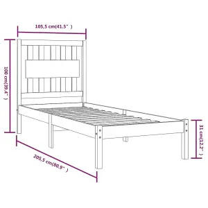 Berkfield Bed Frame White Solid Wood Pine 100x200 cm