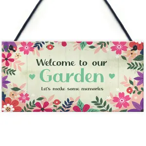 Welcome To Our Garden Sign Hanging Wall Door Sign Friendship Gift Home Gift