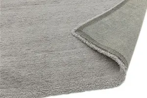 Silver Shaggy Modern Plain Easy to clean Rug for Dining Room Bed Room and Living Room-120cm X 170cm