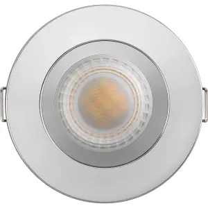 Luceco FType Mk2 Polished Chrome effect Fixed LED Fire-rated Cool & warm Downlight 6W IP65