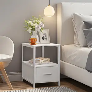 NS 1 Drawer Bedside Table White