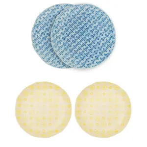 Nadiya Hussain Set of 4 Embossed Plates Yellow/Blue