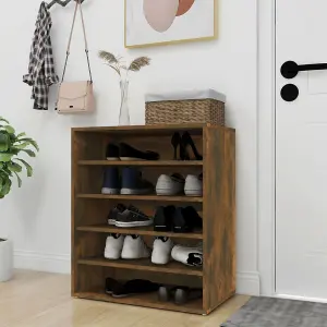 Berkfield Shoe Cabinet Smoked Oak 60x35x70 cm Engineered Wood