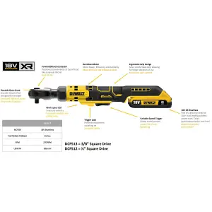 DEWALT DCF513N XR 3/8in Open Head Ratchet 18V Bare Unit