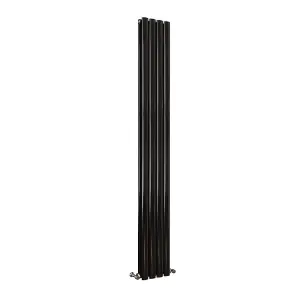 Vertical Black Double Oval Panel Radiator (H)1800mm x (W)236mm, 4612 BTU.