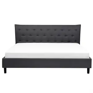 Fabric EU King Size Bed Dark Grey SAVERNE