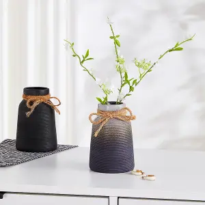 Gradual Grey Nordic Simple Hemp Rope Ceramic Flower Vase