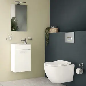 VitrA Koa White Slim Wall hung Round Toilet set with Soft close seat & Embedded cistern & frame