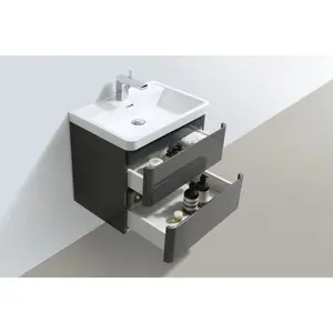 Bridge 595mm Single Bathroom Vanity with Integrated Resin Basin Grey / White