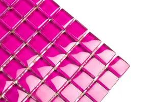 Glass mosaic on mesh for bathroom or kitchen 300mm x 300mm - Pink Grapefruit