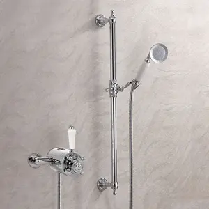 Nes Home Refal Cross Traditional Bathroom Exposed Thermostatic Shower Mixer - Shower Handset, Slider Rail Kit