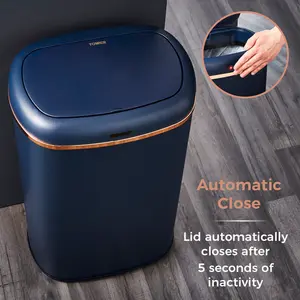 Cavaletto Steel Open Rubbish Bin - 58L Midnight Blue / Rose Gold