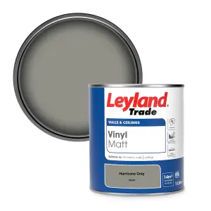 Leyland Trade Vinyl Matt Walls & Ceilings Emulsion Paint Hurricane Grey (10A07) 1L