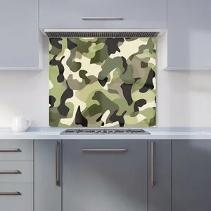 Camouflage Design Premium Glass Kitchen Splashback W700mm x H750mm