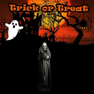 Halloween Animated Skeleton Ghost Decoration Trick or Treat Party 72inch Black