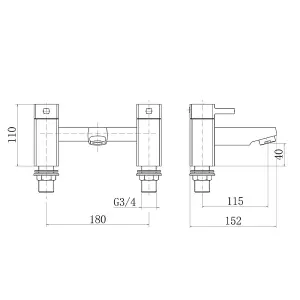 SunDaze Square Bath Filler Tap Chrome Bathroom Bath Shower Faucet