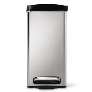 Simplehuman 10L Profile Pedal Bin, Plastic Lid Brushed Stainless Steel and Black