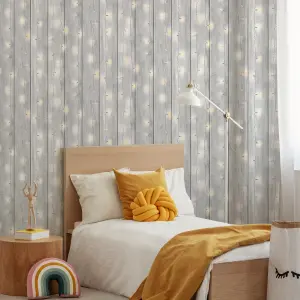 Fresco Grey Twinkle lights Smooth Wallpaper