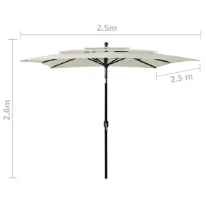 Berkfield 3-Tier Parasol with Aluminium Pole Sand 2.5x2.5 m