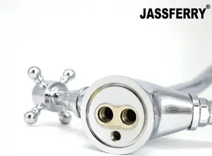 JASSFERRY Kitchen Mixer Tap Monobloc Brass Two Crosshead Lever Swivel Spout Chrome