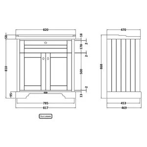 Old London 820mm Single Bathroom Vanity with Integrated Ceramic Basin White