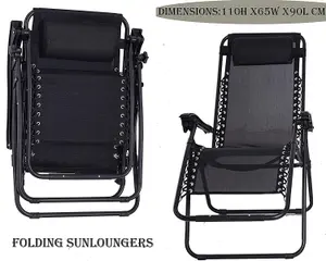 3-Piece Folding Garden Chair Set with Table - Zero Gravity Reclining Sun Loungers, Outdoor Adjustable Portable Recliners