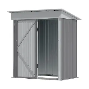 5 x 3 ft Pent Metal Shed Garden Storage Shed with Lockable Door ,Grey