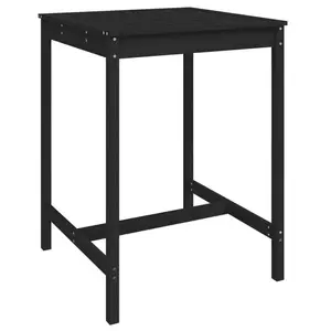 Niamora 17 Stories Bar Set with Wood Frame and Solid Wood Outer Material Black