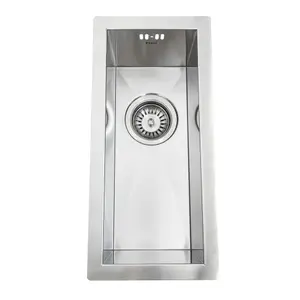 ENKI, Zero, KS005, Brushed Stainless Steel Kitchen Sink 0.5, Undermount or Topmount Fitting into Sink Unit, Small Sink Bowl