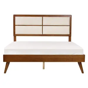 EU King Size Bed Dark Wood and Beige POISSY