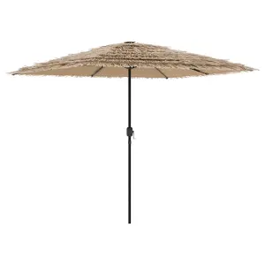 Berkfield Garden Parasol with LEDs and Steel Pole Brown 248x248x248 cm