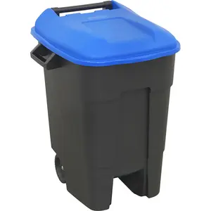 Durable 100 Litre Blue Wheelie Bin with Solid Rear Axle and 200mm Wheels