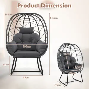 Costway PE Wicker Egg Chair Indoor Outdoor Lounge Chair Patio Basket Chair