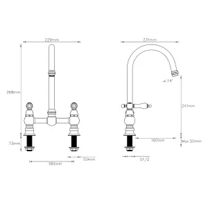 Cooke & Lewis Sherrard Chrome effect Kitchen Deck bridge Tap