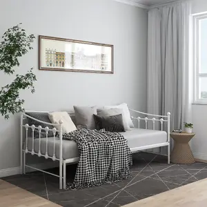 Berkfield Pull-out Sofa Bed Frame White Metal 90x200 cm