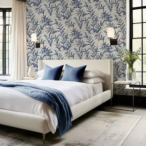 Olivia Floral Wallpaper Blue Belgravia 5905