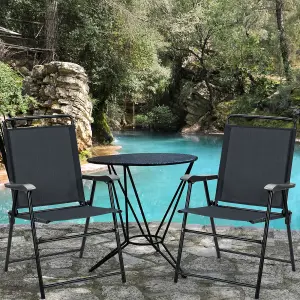 Costway Set of 4 Patio Folding Chairs Portable Armchair Dining Chair w/ Curved Armrest