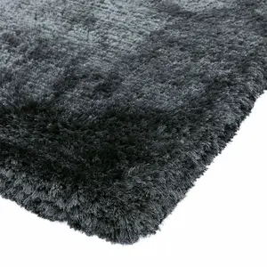 Grey Easy to clean Plain Handmade , Luxurious , Modern , Plain , Shaggy , Sparkle Rug for Living Room, Bedroom - 70cm X 140cm