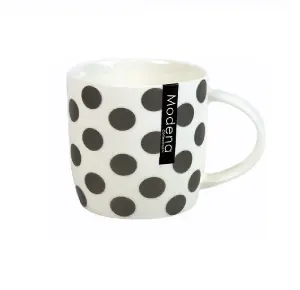 Set of 4 Matt Metallic Polka Dot Spotty Drinking Mugs 12oz New Bone China