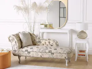 Left Hand Chaise Lounge Print Beige NIMES