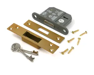 From The Anvil Satin Brass 2 1/2" 5 Lever BS Dead Lock