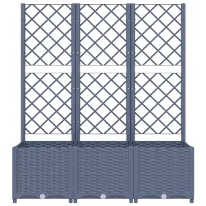 Berkfield Garden Planter with Trellis Dark Grey 120x40x136 cm PP