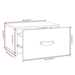 Berkfield Wall-mounted Bedside Cabinet 40x29.5x22 cm