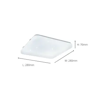 EGLO Frania-S Square Metal And Plastic With Crystal Effect Integrated LED Flush Light, (D) 28cm