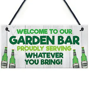 Red Ocean Funny Garden Bar Sign Welcome Home Bar Sign Garden Shed Summerhouse Plaque Home Decor Friendship Gift