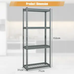 Costway 4-Tier Garage Storage Shelves Adjustable Heavy Duty Metal Storage Shelving Unit 71 x 31 x 152 cm