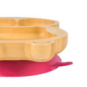 Tiny Dining - Children's Bamboo Suction Penguin Plate - Red