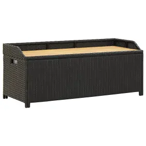 vidaXL Garden Storage Bench 120 cm Poly Rattan Black